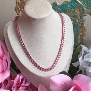 Pink Crystal Tennis Necklace, Rose Gold
NEW, NEVER WORN